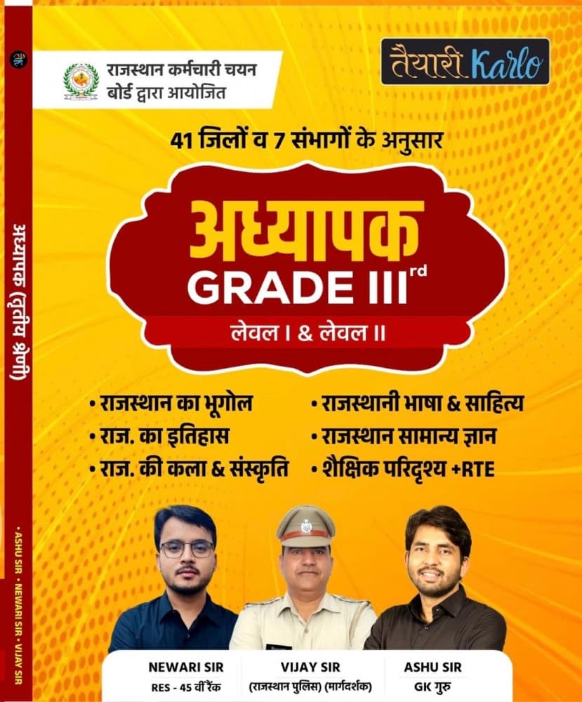 Adhyapak Grade-III Level-1 & Level-2 Rajasthan GK, Shaikshik Paridrishya & RTE