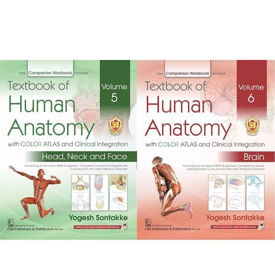 Textbook of Human Anatomy with Color Atlas and Clinical Integration by Yogesh Sontakke — Volume 5 (Head, Neck and Face) & Volume 6 (Brain), Set of 2 Volumes, 2022 (CBS Publishers)