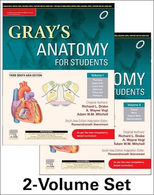 Gray's Anatomy for Students, Third South Asia Edition 2023 — 2-Volume Set by Richard L. Drake, A. Wayne Vogl & Adam W. M. Mitchell, adapted by R. Veeramani (Elsevier)