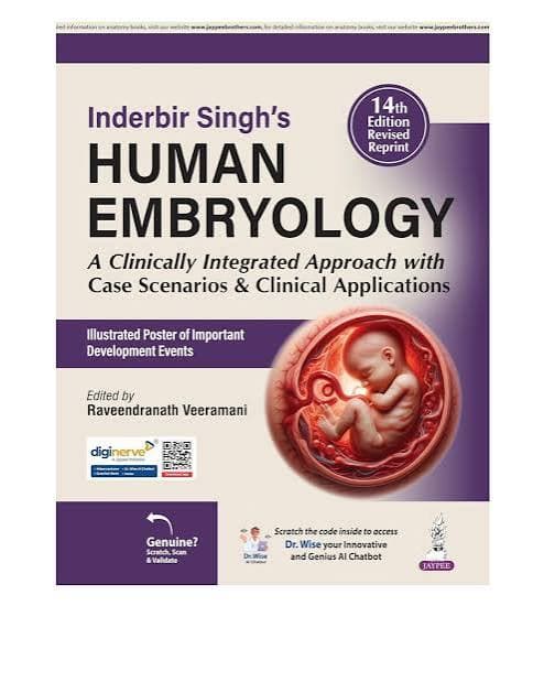 Inderbir Singh's Human Embryology, 14th Edition (Revised Reprint) edited by Raveendranath Veeramani (Jaypee)