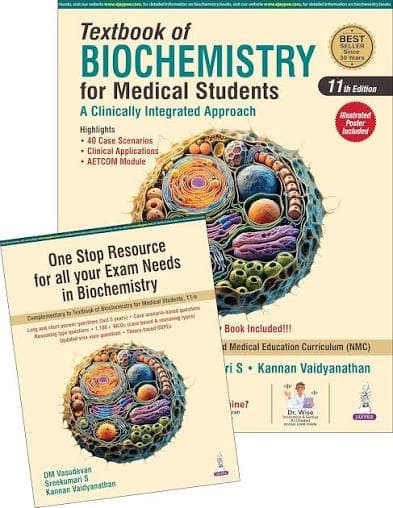 Textbook of Biochemistry for Medical Students (11th Edition) by DM Vasudevan, Sreekumari S & Kannan Vaidyanathan — with Free Exam Resource Book (Jaypee Brothers)