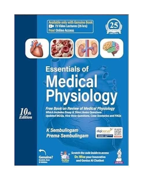 Essentials of Medical Physiology (10th Edition) by K Sembulingam & Prema Sembulingam — with Free Review Book (Jaypee Brothers)