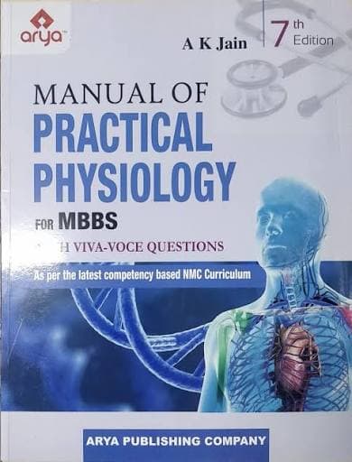 Manual of Practical Physiology for MBBS with Viva-Voce Questions (7th Edition) by A K Jain (Arya Publishing Company)