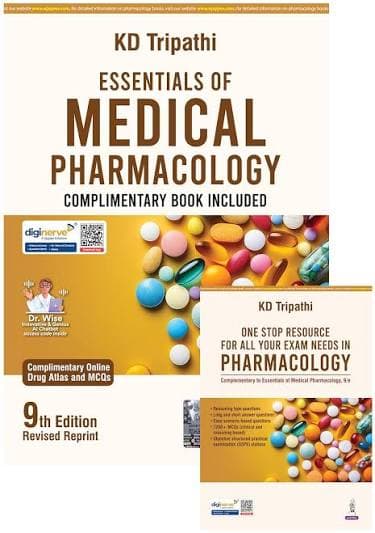 Essentials of Medical Pharmacology (9th Edition, Revised Reprint) with Complimentary One Stop Resource for All Your Exam Needs in Pharmacology by KD Tripathi (Jaypee Brothers Medical Publishers)