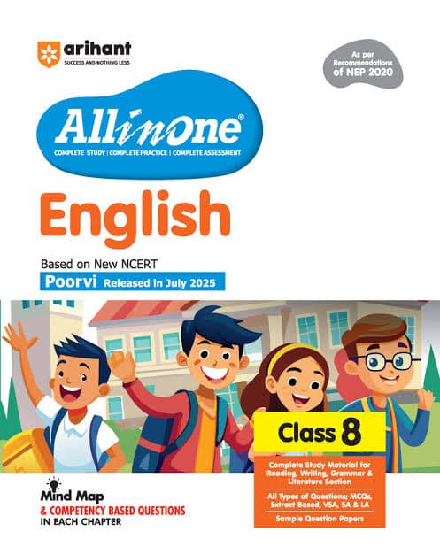 Arihant CBSE All in One English Class 8 — Based on New NCERT Poorvi, As per NEP 2020, with Mind Maps & Competency Based Questions