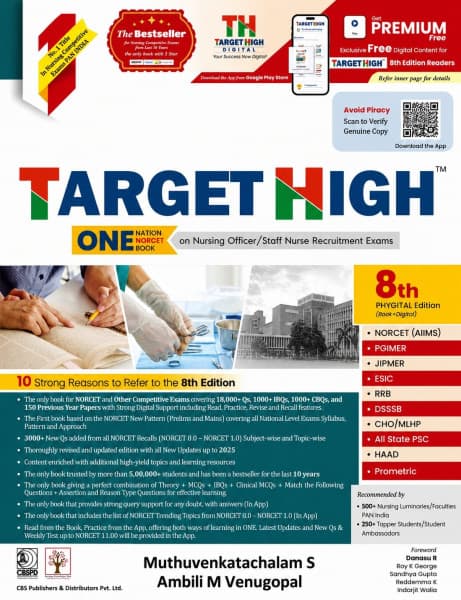 CBS Target High 8th Phygital Edition (Book + Digital) | One Nation One NORCET Book | Nursing Officer & Staff Nurse Recruitment Exams | English Medium