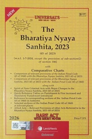 Bharatiya Nyaya Sanhita 2023 Bare Act 2026 | Universal