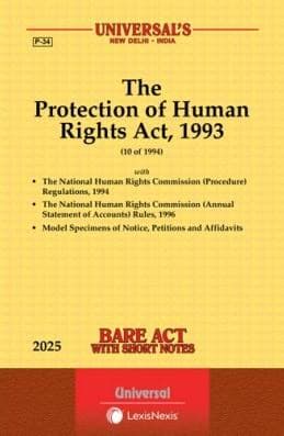 The Protection of Human Rights Act, 1993 bare act with short notes book cover, Universal LexisNexis, Edition 2025, English medium