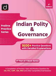 Drishti IAS Prelims Practice Series Indian Polity and Governance 6th Edition book cover, 1600+ practice questions, English medium