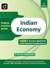 Drishti IAS Prelims Practice Series Indian Economy book cover, 1400+ practice questions, English medium