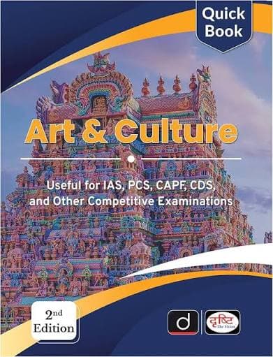 Drishti IAS Quick Book Art and Culture 2nd Edition book cover, English medium, for IAS, PCS, CAPF and CDS exams