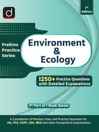 Drishti IAS Prelims Practice Series Environment and Ecology 7th Edition book cover, 1250+ practice questions, English medium