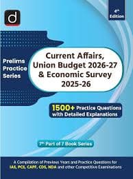 Drishti IAS Prelims Practice Series Current Affairs, Union Budget 2026-27 and Economic Survey 2025-26, 4th Edition book cover, English medium
