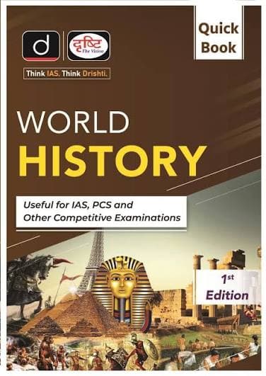 Drishti IAS Quick Book World History 1st Edition book cover, English medium, for IAS, PCS and other competitive exams