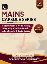 Drishti IAS Mains Capsule Series GS Paper-I Modern Indian and World History, Geography and Indian Society, 8th Edition book cover, English medium